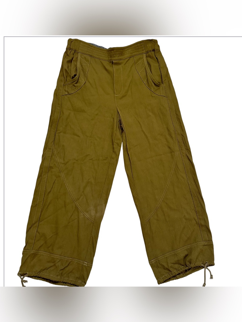 Anthropologie Earth Green Pull On Wide Leg Cropped Pants Women's Size
Small